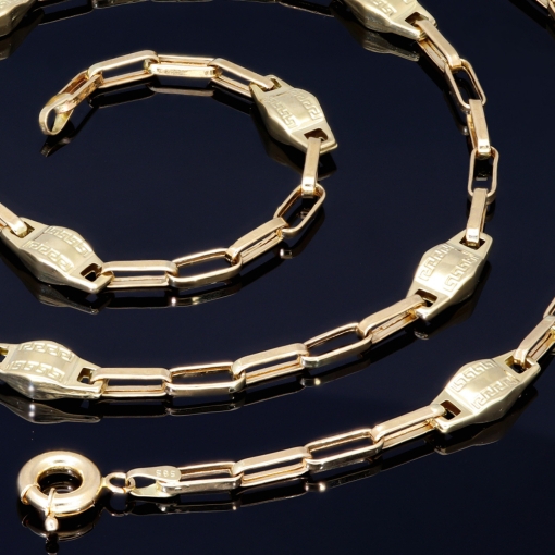Ankerkette aus hochwertigem 14K/585 Gelbgold mit filigranem Greco-Design (ca. 62cm)