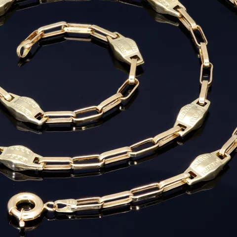 Ankerkette aus hochwertigem 14K/585 Gelbgold mit filigranem Greco-Design (ca. 62cm)