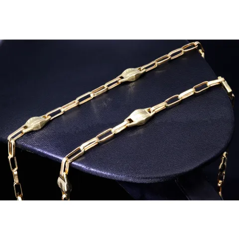 Ankerkette aus hochwertigem 14K/585 Gelbgold mit filigranem Greco-Design (ca. 62cm)