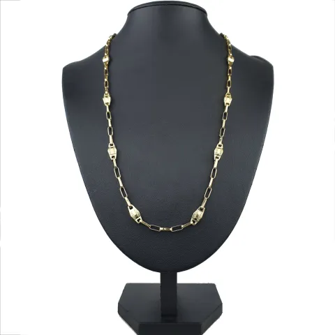Ankerkette aus hochwertigem 14K/585 Gelbgold mit filigranem Greco-Design (ca. 62cm)