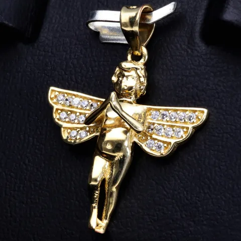 Filigraner Engel - Anhänger - aus 14k / 585 Gold und Zirkoniabesatz