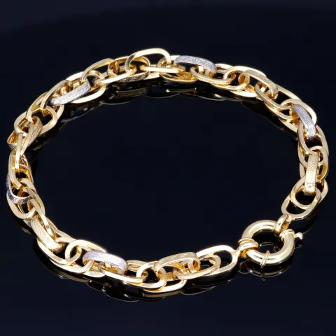 Stilvolles Armband aus 14K/585 Bicolor Gold mit filigranem Greco-Design in ca. 20 cm Länge