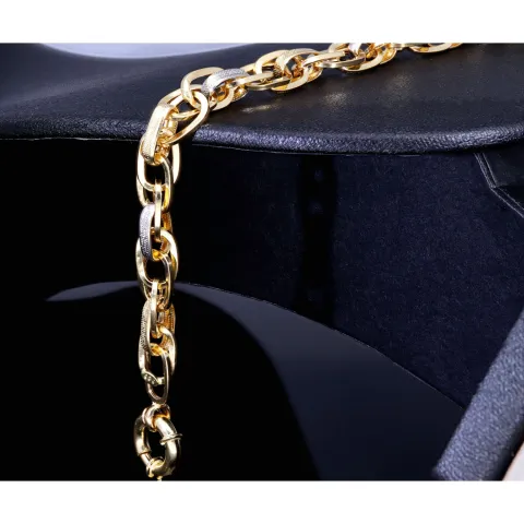Stilvolles Armband aus 14K/585 Bicolor Gold mit filigranem Greco-Design in ca. 20 cm Länge