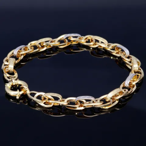 Stilvolles Armband aus 14K/585 Bicolor Gold mit filigranem Greco-Design in ca. 20 cm Länge