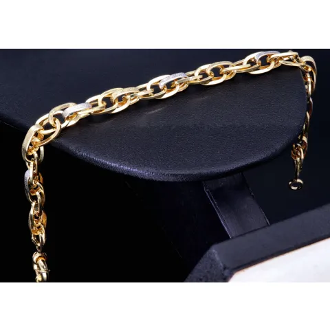 Stilvolles Armband aus 14K/585 Bicolor Gold mit filigranem Greco-Design in ca. 20 cm Länge