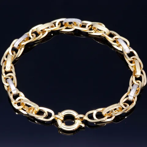 Stilvolles Armband aus 14K/585 Bicolor Gold mit filigranem Greco-Design in ca. 20 cm Länge