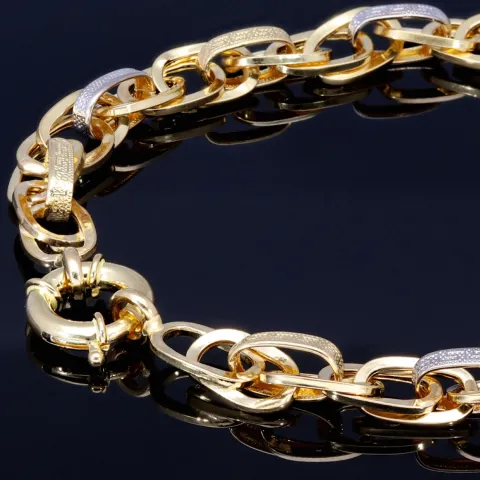 Stilvolles Armband aus 14K/585 Bicolor Gold mit filigranem Greco-Design in ca. 20 cm Länge