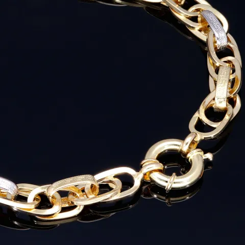 Stilvolles Armband aus 14K/585 Bicolor Gold mit filigranem Greco-Design in ca. 20 cm Länge