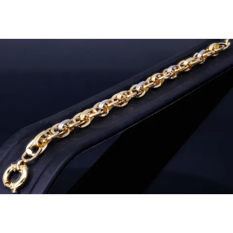 Stilvolles Armband aus 14K/585 Bicolor Gold mit filigranem Greco-Design in ca. 20 cm Länge