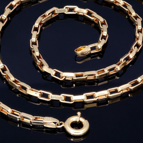 Exquisite, kurzgliedrige Ankerkette aus hochwertigem 585 / 14K Gold , ca. 60 cm Länge 3,5mm