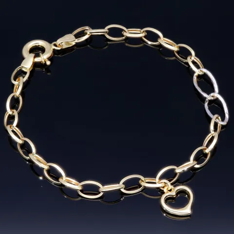 Exquisites Bicolor Herz - Armband aus 585 14K Gold in (ca. 20 cm Länge)