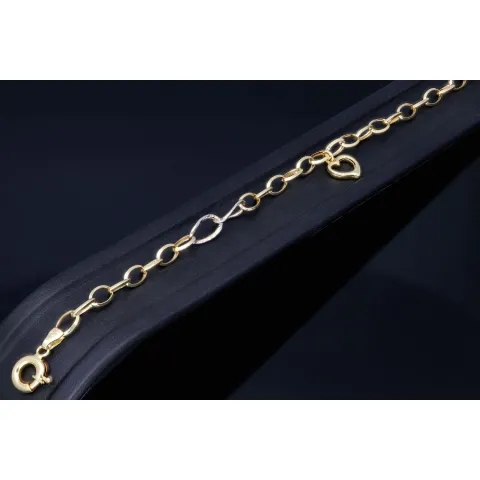 Exquisites Bicolor Herz - Armband aus 585 14K Gold in (ca. 20 cm Länge)