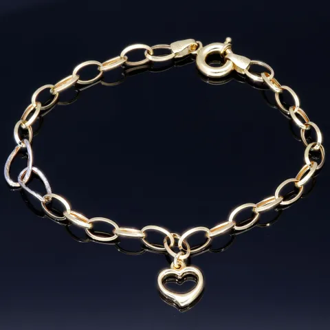 Exquisites Bicolor Herz - Armband aus 585 14K Gold in (ca. 20 cm Länge)