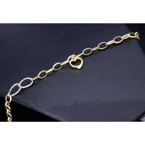Exquisites Bicolor Herz - Armband aus 585 14K Gold in (ca. 20 cm Länge)