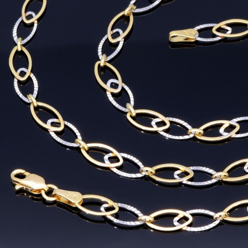 Sehr schöne, luftige Halskette mit aus 14K / 585 Gold (14K/585 Bicolor Gelbgold und Weißgold) ca. 50 cm