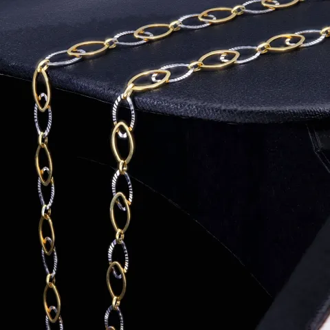 Sehr schöne, luftige Halskette mit aus 14K / 585 Gold (14K/585 Bicolor Gelbgold und Weißgold) ca. 50 cm