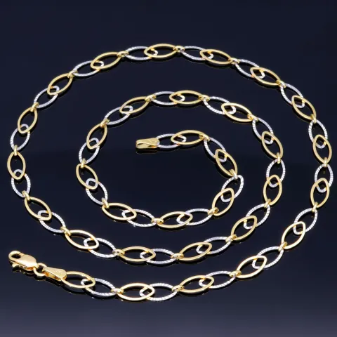 Sehr schöne, luftige Halskette mit aus 14K / 585 Gold (14K/585 Bicolor Gelbgold und Weißgold) ca. 50 cm