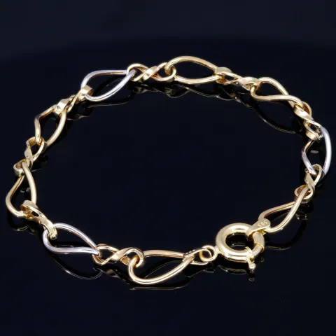 Edles Bicolor - Damen- Armband aus hochwertigem 14K 585er Weiß- und Gelbgold (ca. 20,5 cm Länge)