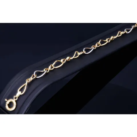 Edles Bicolor - Damen- Armband aus hochwertigem 14K 585er Weiß- und Gelbgold (ca. 20,5 cm Länge)