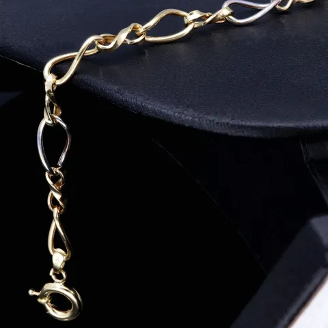Edles Bicolor - Damen- Armband aus hochwertigem 14K 585er Weiß- und Gelbgold (ca. 20,5 cm Länge)