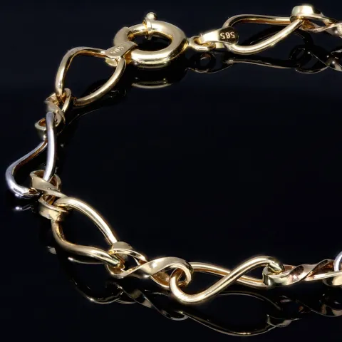 Edles Bicolor - Damen- Armband aus hochwertigem 14K 585er Weiß- und Gelbgold (ca. 20,5 cm Länge)