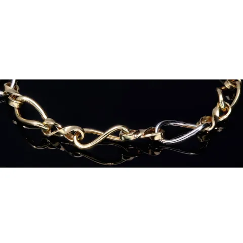 Edles Bicolor - Damen- Armband aus hochwertigem 14K 585er Weiß- und Gelbgold (ca. 20,5 cm Länge)
