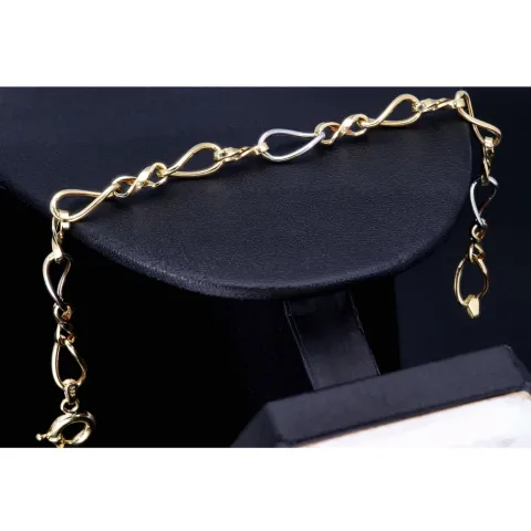 Edles Bicolor - Damen- Armband aus hochwertigem 14K 585er Weiß- und Gelbgold (ca. 20,5 cm Länge)
