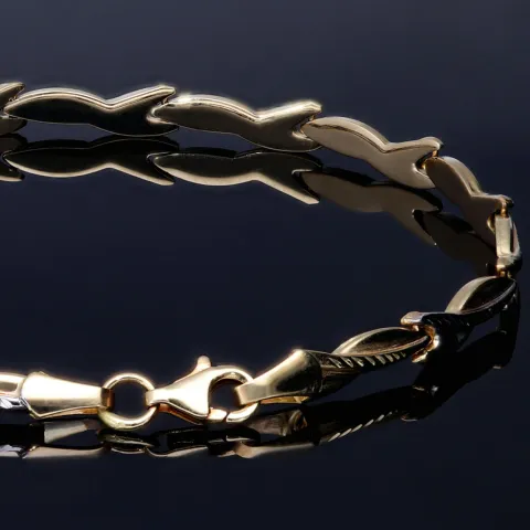 Massives Bicolor Armband aus hochwertigem 585 14K Gold (ca. 18 - 19 cm Länge)