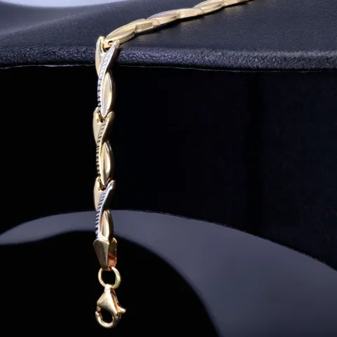 Massives Bicolor Armband aus hochwertigem 585 14K Gold (ca. 18 - 19 cm Länge)