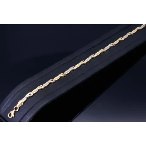 Massives Bicolor Armband aus hochwertigem 585 14K Gold (ca. 18 - 19 cm Länge)