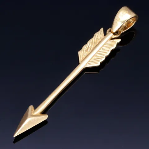 Glänzender Pfeil - Anhänger mit feinen Details - aus 14k / 585 Gold