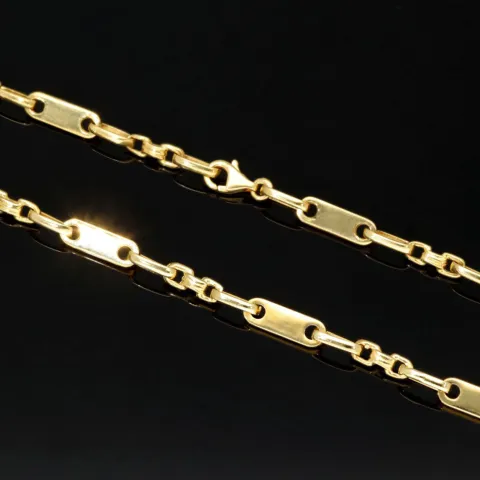 sehr schlanke Plättchenkette, Steigbügelkette aus 585er (14k) Gold - 65 cm Länge, 4 mm breit