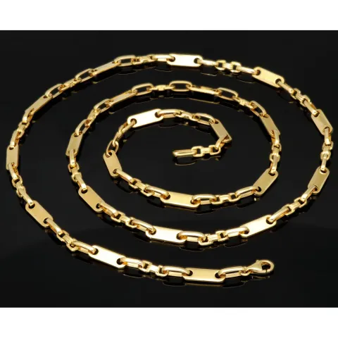 sehr schlanke Plättchenkette, Steigbügelkette aus 585er (14k) Gold - 65 cm Länge, 4 mm breit
