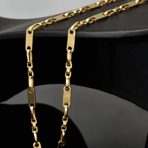 sehr schlanke Plättchenkette, Steigbügelkette aus 585er (14k) Gold - 65 cm Länge, 4 mm breit