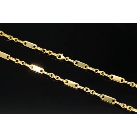 sehr schlanke Plättchenkette, Steigbügelkette aus 585er (14k) Gold - 65 cm Länge, 4 mm breit