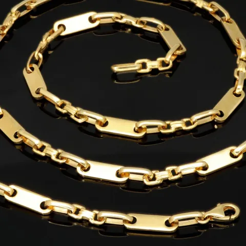 sehr schlanke Plättchenkette, Steigbügelkette aus 585er (14k) Gold - 65 cm Länge, 4 mm breit