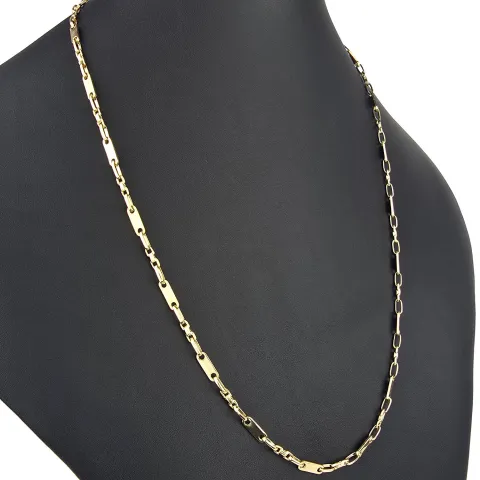 sehr schlanke Plättchenkette, Steigbügelkette aus 585er (14k) Gold - 65 cm Länge, 4 mm breit