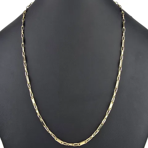sehr schlanke Plättchenkette, Steigbügelkette aus 585er (14k) Gold - 65 cm Länge, 4 mm breit