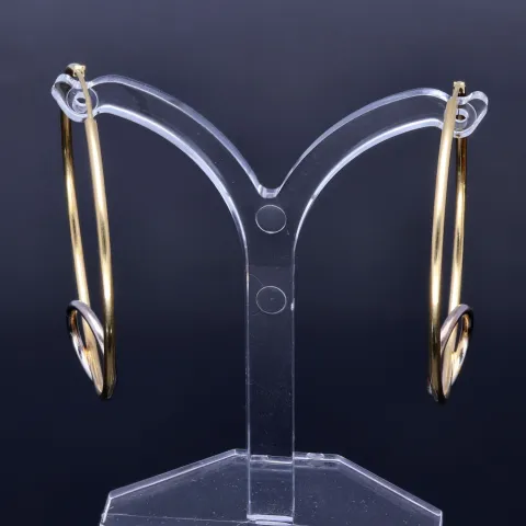 Elegante, glänzende Creolen in edlem 585 / 14K Bicolor Gold