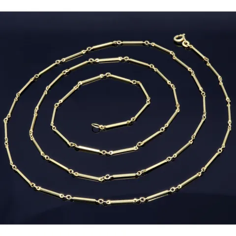 Überlange, hochwertig produzierte Stäbchenkette mit FBM-Stempel in Gelbgold (14K, 585) ca. 85cm (ca. 10,2g)