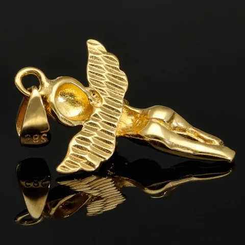 Hochwertig und mit feinen Details gefertigter Engel - Anhänger - aus 14k / 585 Gold