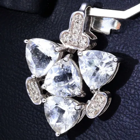 Außergewöhnlicher Goshenit - Gold-Anhänger besetzt mit Diamanten (ca. 0,04 ct.) in 9K/375 Weißgold