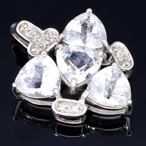Außergewöhnlicher Goshenit - Gold-Anhänger besetzt mit Diamanten (ca. 0,04 ct.) in 9K/375 Weißgold