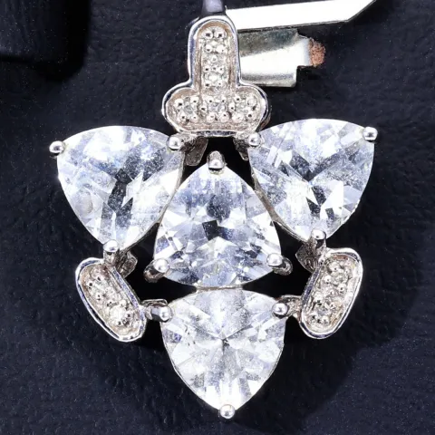 Außergewöhnlicher Goshenit - Gold-Anhänger besetzt mit Diamanten (ca. 0,04 ct.) in 9K/375 Weißgold