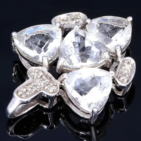 Außergewöhnlicher Goshenit - Gold-Anhänger besetzt mit Diamanten (ca. 0,04 ct.) in 9K/375 Weißgold