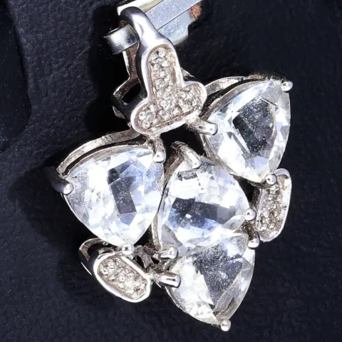 Außergewöhnlicher Goshenit - Gold-Anhänger besetzt mit Diamanten (ca. 0,04 ct.) in 9K/375 Weißgold