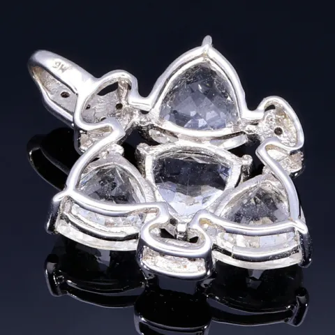 Außergewöhnlicher Goshenit - Gold-Anhänger besetzt mit Diamanten (ca. 0,04 ct.) in 9K/375 Weißgold