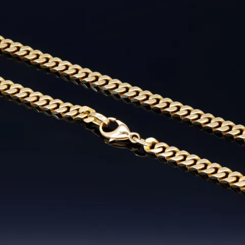 Kurze, exquisite Panzerkette aus massivem Gelbgold (14K, 585 Gold) in ca. 5 mm, 45cm (ca. 33,2g)