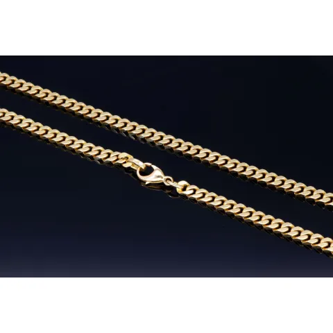 Kurze, exquisite Panzerkette aus massivem Gelbgold (14K, 585 Gold) in ca. 5 mm, 45cm (ca. 33,2g)