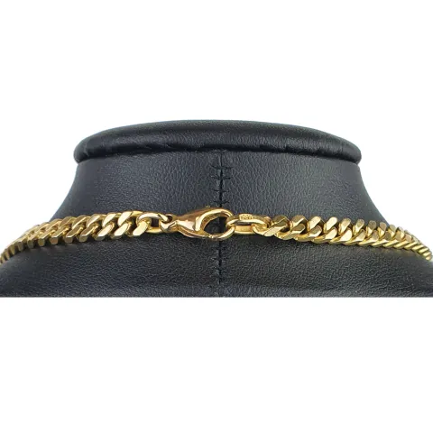 Kurze, exquisite Panzerkette aus massivem Gelbgold (14K, 585 Gold) in ca. 5 mm, 45cm (ca. 33,2g)